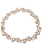 Anne Klein Gold-tone Crystal & Imitation Pearl 16 Collar Necklace