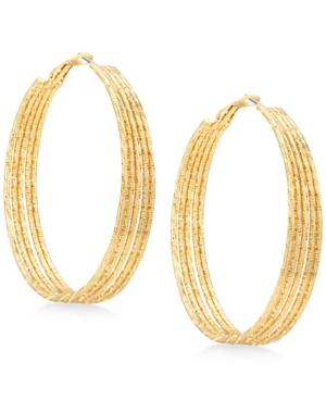Guess Multi-row Textured Hoop Earrings