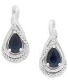 Sapphire (1-1/10 Ct. T.w.) And Diamond (1/8 Ct. T.w.) Drop Earrings In 14k White Gold