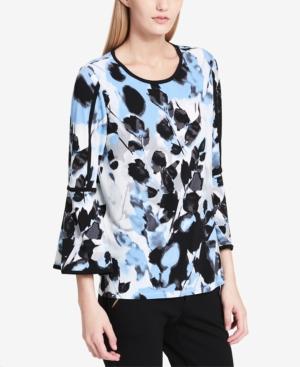 Calvin Klein Printed Bell-sleeve Top
