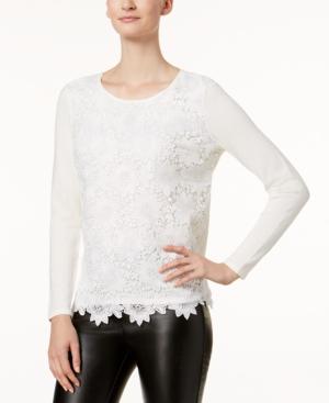Charter Club Lace-front Sweater, Created For Macy's