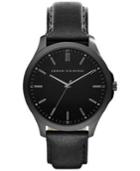 Ax Armani Exchange Men's Black Leather Strap Watch 45mm Ax2148