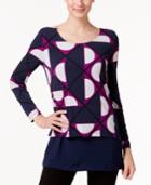 Alfani Printed Layered-look Top, Only At Macy's