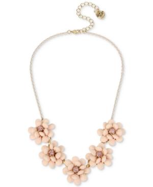 Betsey Johnson Pink-plated Gold-tone Crystal Flower Collar Necklace