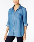 Style & Co. Zip-back Denim Shirt, Only At Macy's