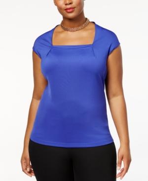 Kasper Plus Size Square-neck Top