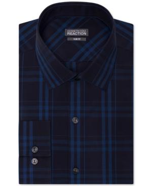 Kenneth Cole Reaction Slim-fit Performance Bluebird Plaid Dress Shirt