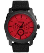 Fossil Men's Chronograph Machine Black Nylon And Leather Strap Watch 45mm Fs5235