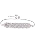 Tiara Cubic Zirconia Baguette Cluster Bolo Bracelet In Sterling Silver