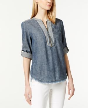 Trina Turk Frayed Chambray Top