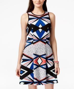 Sequin Hearts Juniors' Sleeveless Geo-print Dress