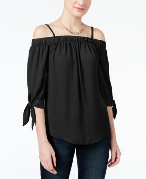 Bcx Juniors' Cold Shoulder Tie-cuff Top