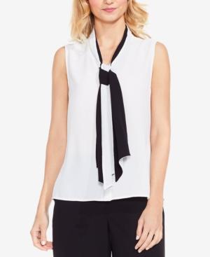 Vince Camuto Colorblocked Tie-neck Top