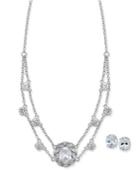 Nina Silver-tone Cubic Zirconia Collar Necklace And Stud Earrings