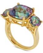 Mystic Quartz Three Stone Ring (7 Ct. T.w.) In 14k Gold-plated Sterling Silver