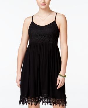 City Studios Juniors' Crochet-trim Slip Dress