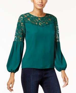 Thalia Sodi Lace-yoke Blouse, Created For Macy's