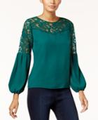 Thalia Sodi Lace-yoke Blouse, Created For Macy's