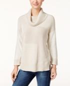 Style & Co. Petite Cowl-neck Ribbed Sweater, Only At Macy's