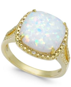 Opal (2 Ct. T.w.) & Diamond Accent Ring In 14k Gold-plated Sterling Silver