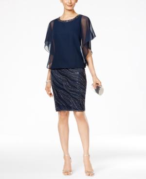 J Kara Beaded Chiffon Blouson Dress