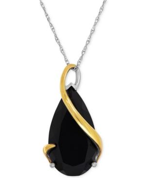 Onyx Teardrop Swirl Pendant Necklace (4 Ct. T.w.) In Sterling Silver And 14k Gold