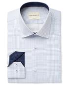 Con. Struct Men's Slim-fit White/blue Diamond-print Dress Shirt