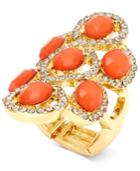 Inc International Concepts Gold-tone Blush Stone And Pave Chandelier Stretch Ring, Only At Macy's
