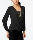 Thalia Sodi Necklace-trim Surplice Blouse, Only At Macy's