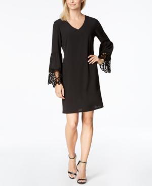 Msk Lace-trim Bell-sleeve Shift Dress