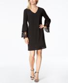 Msk Lace-trim Bell-sleeve Shift Dress