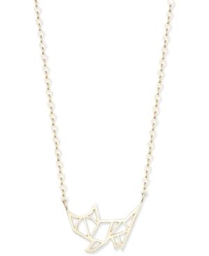 Origami-look Fox Pendant Necklace In 14k Gold
