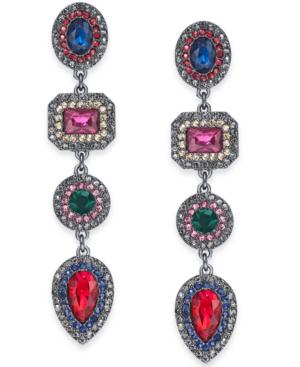 I.n.c. Hematite-tone Multicolor Crystal Linear Drop Earrings, Created For Macy's