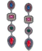 I.n.c. Hematite-tone Multicolor Crystal Linear Drop Earrings, Created For Macy's