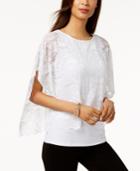 Jm Collection Lace-overlay Poncho-sleeve Top, Created For Macy's