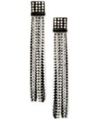 Dkny Black-tone Crystal Tassel Drop Earrings, Created For Macy's