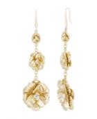 Catherine Malandrino Women's Flower Style White Rhinestone Tiered Flower Yellow Gold-tone Drop Earrings