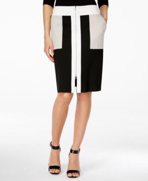 Inc International Concepts Zip-front Colorblocked Skirt, Only At Macy's