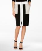 Inc International Concepts Zip-front Colorblocked Skirt, Only At Macy's