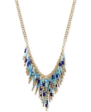 M. Haskell For Inc Gold-tone Blue Beaded Statement Necklace, Only At Macy's