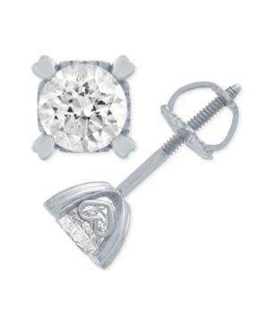Diamond Stud Earrings In Heart Shape Prongs (1/2 Ct. T.w.) In 14k White Gold