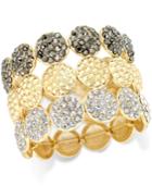 Inc International Concepts Gold-tone Three-row Pave Disc Stretch Bracelet, Only At Macy's