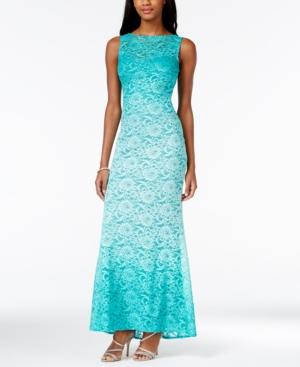 Jump Juniors' Tie-back Ombre Glitter Lace Gown