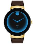 Movado Unisex Swiss Connected Black Silicone & Chocolate Leather Strap Smart Watch 46.5mm