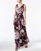 Sl Fashions Floral-print Surplice Gown