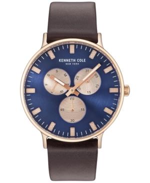 Kenneth Cole Men's Brown Leather Strap Watch 46mm Kc14946002