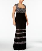 Xscape Plus Size Embroidered Lace-trim Gown