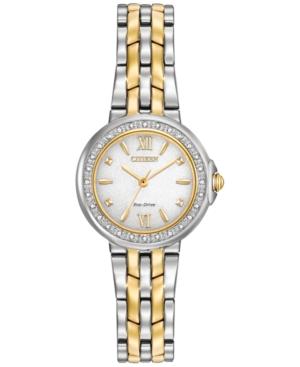 Citizen Women's Eco-drive Diamond Accent Two-tone Stainless Steel Bracelet Watch 28mm Em0444-56a