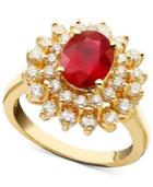 Royalty Inspired By Effy Ruby (1-9/10 Ct. T.w.) And Diamond (1 Ct. T.w.) Oval Ring In 14k Gold