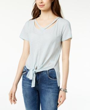 Lucky Brand Tie-front Striped T-shirt